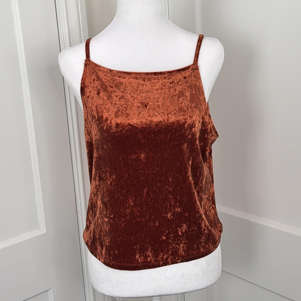 BEYOND The RADAR Top Womens Medium Rust Brown Velvet Cami Western Festival
